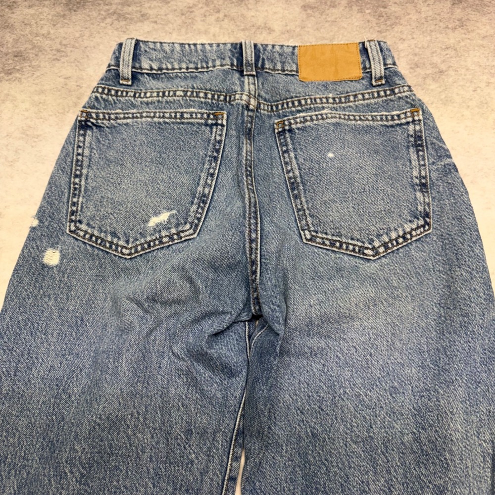 Cotton On Original Straight Jean High Waisted Distressed Blue Denim Size 0 - Picture 8 of 10